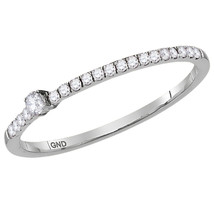 10kt White Gold Womens Round Diamond Solitaire Stackable Band Ring 1/6 Cttw - £159.07 GBP