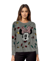 Disney Minnie Mouse Christmas Sweater Gray Size Women&#39;s  Lights Size Large - £47.78 GBP