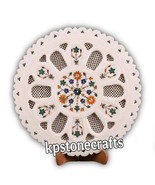 Handmade Marble Inlay Plate 13.5&quot; | Decorative White Marble Plate with S... - $5,499.44 MXN