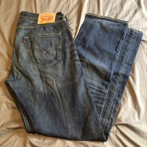 Levi&#39;s 501 Straight Leg Jeans Mens Size 34x34 Blue Medium Dark Wash Denim - £20.08 GBP