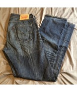 Levi&#39;s 501 Straight Leg Jeans Mens Size 34x34 Blue Medium Dark Wash Denim - $34.46 CAD