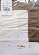 Yves Delorme White King Shams Taupe Wide Border Sureau Cotton Sateen Cocon NEW - £48.77 GBP