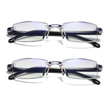 2 PK Mens Rectangular Rimless Blue Light Blocking Reading Glasses Unisex Readers - £6.86 GBP