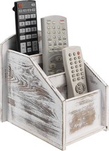 Mygift&#39;S Whitewashed Wood Remote Control Holder Organizer Caddy, Tv Remote Media - £31.93 GBP