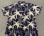 Paradise Found Hawaiian Shirt XXL Black Palm Trees Tropical Rayon Vtg USA - $18.70