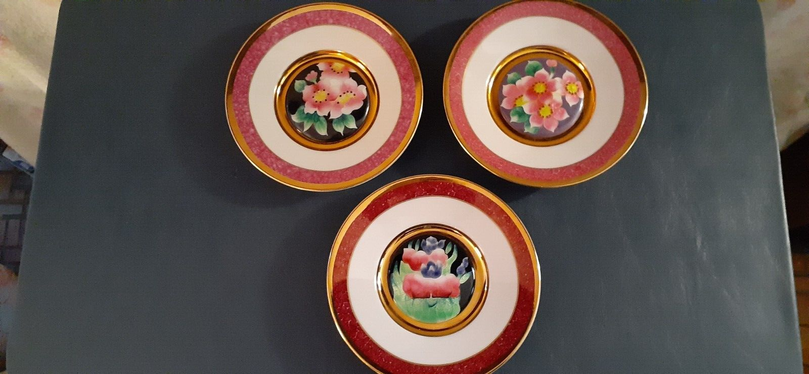 Primary image for Japanese Cloisonne Plate Collection-Plum Blossom, Iris, and Peach Blossom