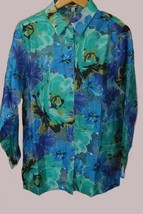 Travel Smith Women Blouse Button Down Sheer Summer Tropical Size S  - $5.93