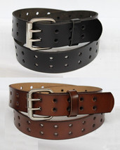 New Mens Belt 2 Double Holes Dress Casual Leather 2Prong Roller Removable Buckle - £9.53 GBP+