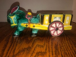 Vintage Donkey Pulling Cart Planter-Hand Painted-Relco Creation-Japan-8&quot; Long - £7.74 GBP