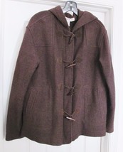 Jones New York Women&#39;s Coat Jacket 100% Wool Toggle Hood Unlined Brown M - £28.00 GBP