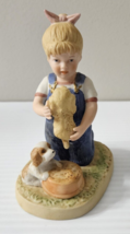 Denim Days Homco Home Interiors Porcelain Puppy Love Figurine Girl with Pups - £12.53 GBP