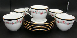Arita Victoria&#39;s Garden Gear 5 Coffee Tea Cups &amp; 5 Saucers Gold Trim Jap... - $62.99