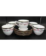 Arita Victoria's Garden Gear 5 Coffee Tea Cups & 5 Saucers Gold Trim Japan Imari - $62.99