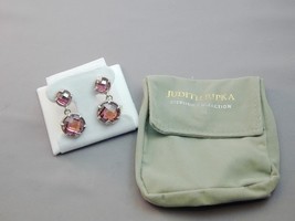 Judith Ripka Pink Tourmaline Checkerboard Cut Eclipse Double Drop Earrings 925 - £280.64 GBP