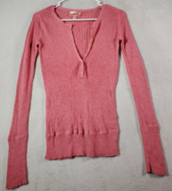 Aéropostale Sweater Womens Medium Pink Cotton Long Sleeve V Neck Button Front - £7.14 GBP