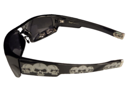 LOCS 91025 Black Sunglasses Authentic Hardcore Shades W/ Chrome Skulls - £4.01 GBP