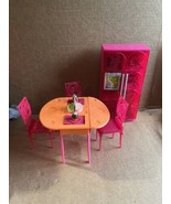 Barbie Pink Glam Refrigerator TV dollhouse Furniture 2010 food Table Cha... - £31.12 GBP