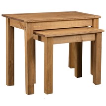 Nesting Tables 2 pcs Solid Pine Wood Panama Range - £42.22 GBP