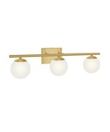 New Bathroom Vanity Light 3 Lights Fixtures Brushed Brass Milk White Glo... - $108.65 CAD