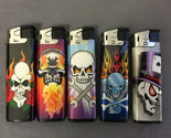 SET OF 5 SLIDE LITE ELECTRONIC LIGHTER SKULLS FLAMES ROSE ACE CARD TOOLS - $15.79