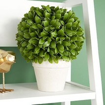 Home And Garden 10&quot;H Green Artificial Faux Boxwood Topiary Ball In Vase Pot - £31.44 GBP