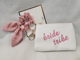 Bride Tribe Pouch and Scrunchie White Pink  - £7.85 GBP