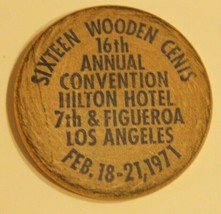 Vintage Hilton Hotel Wooden Nickel Los Angeles California - $4.94
