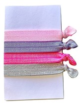 Elastic Hair Tie Ponytail Holder No Crease FOE 4 Pack &#39;Bling&#39; - £4.00 GBP