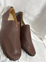 Mens 47 Brown Breathable Slip-On Loafers Perforated Casual Comfort Driving Shoes - £17.67 GBP