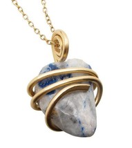 Rare Natural Lazulite Hand Forged Art Wrap Pendant Merlin&#39;s Gold #101 - €38,88 EUR