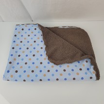 Just Born Brown Blue Tan Polka Dot Circle Baby Boy Blanket Sherpa Soft 30x40" - $59.39