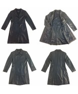 Jim &amp; Mary Lou Women Leather Long Coat / Jacket, Buttons Front, Black - $340.73 CAD