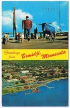 Postcard Paul Bunyan &amp; Babe Blue Ox Greetings From Bemidji Minnesota - £2.99 GBP