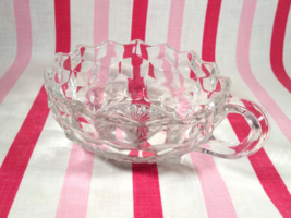 Lovely Vintage Fostoria American #2056 Clear Cubist Nappy Bowl with Handle - $13.86