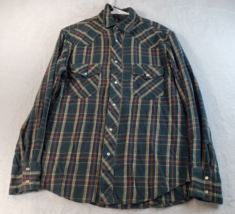 Wrangler Pearl Snap Button Shirt Men Size Medium Western Plaid Long Sleeve - £5.12 GBP