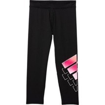 Adidas 7/8 Leggings Youth Girls M 10-12 Black Pink Ombre Logo NEW - £15.68 GBP