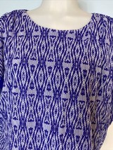 Chico&#39;s Royal Blue and White Print Short Sleeve Top Lined Size S (8-10) - £10.45 GBP