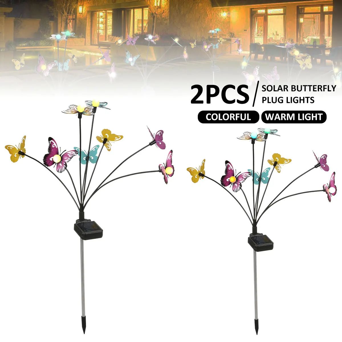 2Pcs Solar  Swaying Light 800mAh IP65 Waterproof Solar Garden  Lamp Decorative   - £197.09 GBP