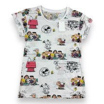 New Mighty Fine Presents Peanuts Comic Strip Sketch Graphic Top Junior’s XS - £11.68 GBP