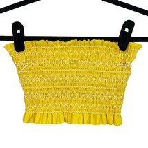 Xhilaration Smocked Embroidered Yellow Tube Top Bandeau Bikini Swim Size Small S - £5.53 GBP