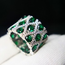 Created Gemstone emerald Tanzanite Sapphire ruby Ring with Green/Blue/Red Stone  - £24.43 GBP