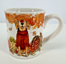 Fall Dog Coffee Mug Autumn Harvest Leaves Apples Farmhouse Sherri Buck B... - $14.84