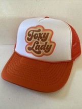 Vintage 1970s Foxy Lady Hat Trucker Hat Adjustable snapback Orange Hat unworn - $17.55