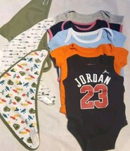 Baby 0-3 Month  5-One Piece, 3 bibs, Carter&#39;s, Mix Brand Pre-worn # 18 - £10.98 GBP