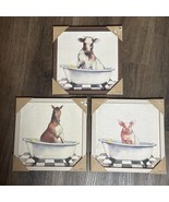 Set 3 Farm Animals in Bathtub Framed Bathroom Wall Art Cow Horse Pig Far... - $1,149.77 MXN