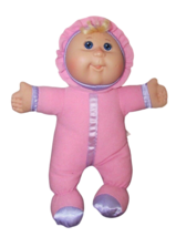Cabbage Patch Kids Baby Doll pink plush felt body purple satin trim vinyl face - £7.00 GBP