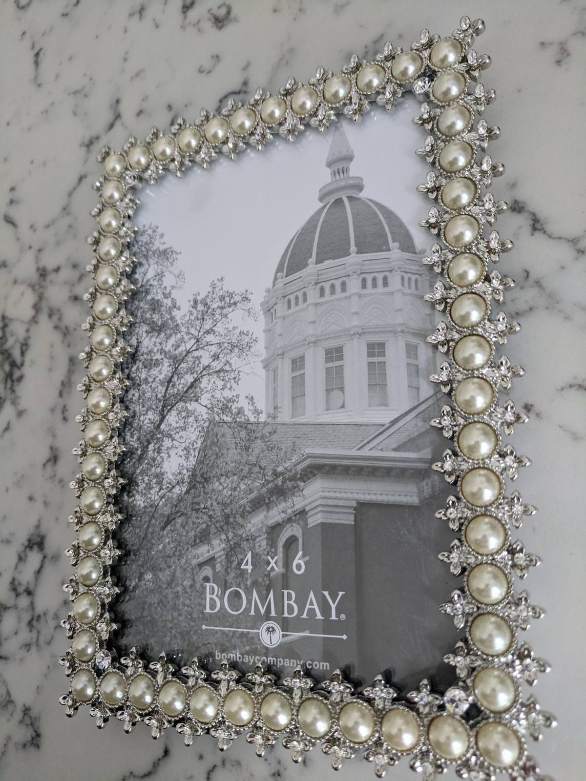 Bombay Jeweled Pearl Heavy Metal 4x6 Photo Frame - $50.00