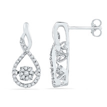 10kt White Gold Womens Round Diamond Moving Cluster Earrings 1/3 Cttw - £399.60 GBP
