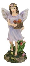 Whimsical Enchanted Garden Butterfly Fairy Carrying A Basket Of Apples Figurine - £20.04 GBP