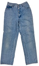 VTG Blaze Western Bareback High Rise Mom Jeans Blue Striped Short Stop S... - $78.38